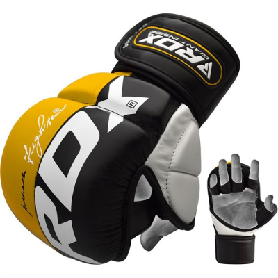 Перчатки тренировочные RDX Grappling T6 Plus S желт.